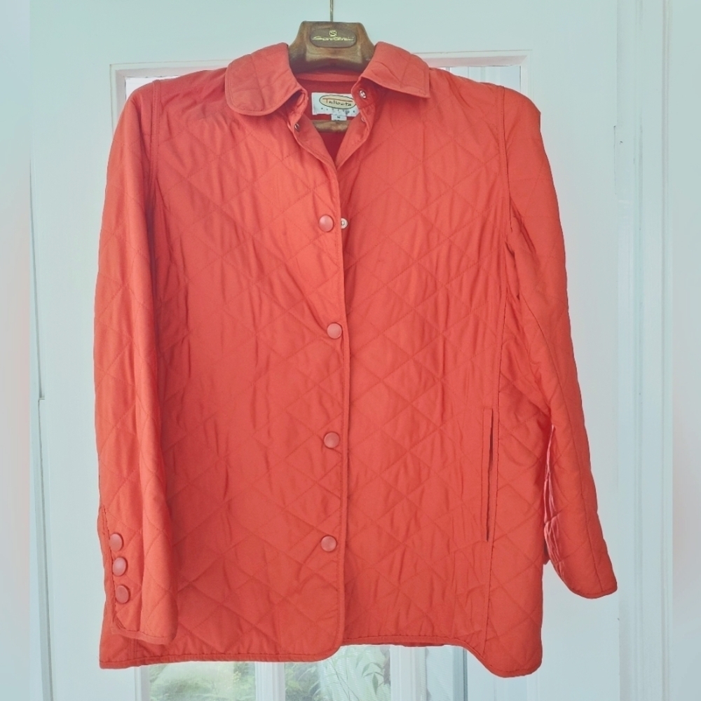 Talbots Quilted Jacket. Orange. Size MED PETITE. #309